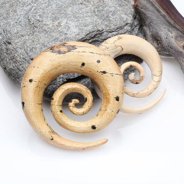 Detail View 1 of A Pair of Old Tamarind Wood Super Spiral Hanger Plug